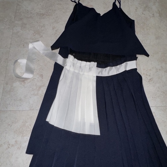 Chic One Shoulder Black and White Dress - Picture 4 of 16